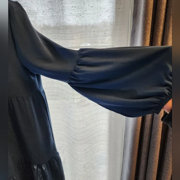 PINZIKO Long Sleeve Tunic Dress V Neck Casual Loose Flowy Swing Shift Dress M/L - Picture 4 of 14